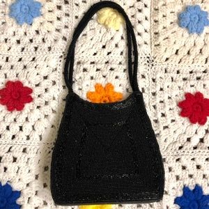 Vintage black beaded mini bag